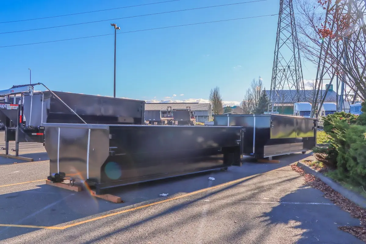 Roll-off dumpster ready for waste disposal at job site for Construction Dumpster Rental in Vinings